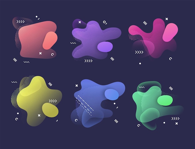 Płynny Kształt Płynny Projekt Izolowane Fale Gradientowe Z Geometrycznymi Liniami Kolorowe Kształty W Ciemności