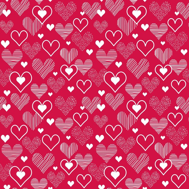 Płynny wzór Walentynek z kropkami serca i paskami - projekt wektora Walentynek