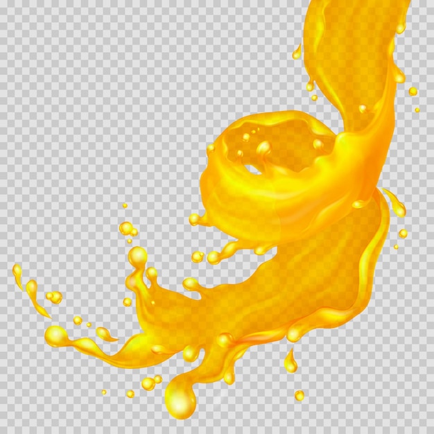 Płyska pomarańczowo-żółtej przezroczystej ciecz 3d ilustracja 3d rendering