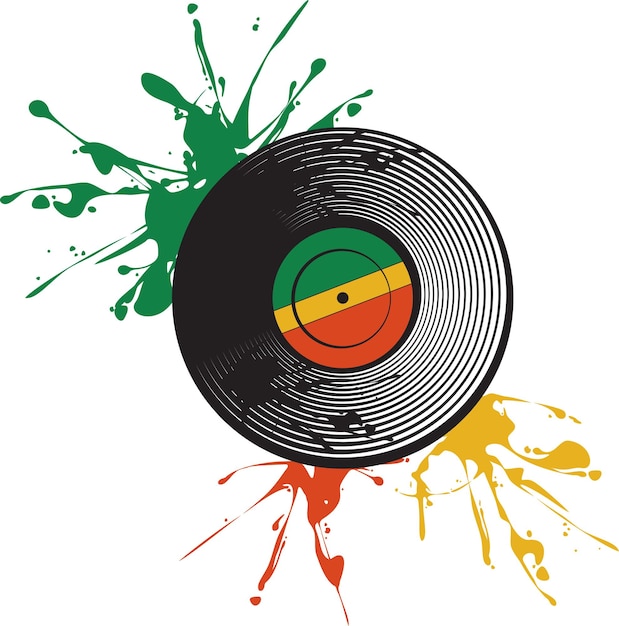 Plik wektorowy płyta winylowa z motywem reggae colors rasta