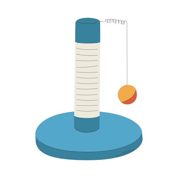 Plik wektorowy płytka do drapania z piłką zabawkową dla kota, artykuł do pielęgnacji zwierząt domowych, płaska ilustracja wektorowa izolowana na białym tle