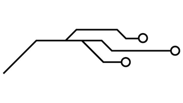 Plik wektorowy płytka drukowana pcb utworów na białym tle techniczne clipart z liniami i pierścieniami na końcach dzielniki dla projektu element projektu