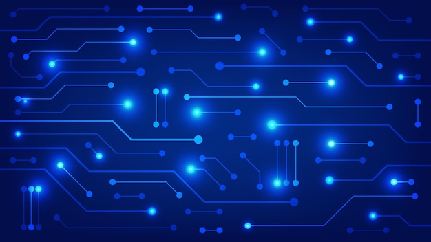 płytka drukowana z niebieskim tle oświetlenia. technologia i koncepcja elementów graficznych Hi tech
