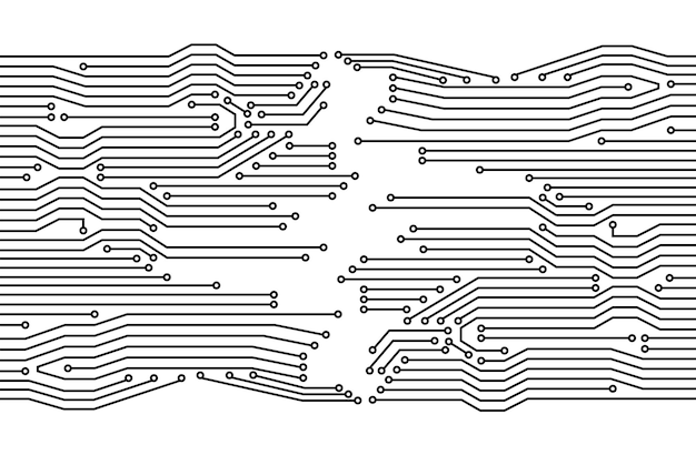 Plik wektorowy płytka elektroniczna zaawansowana koncepcja cyfrowego systemu łączenia danych technologia inżynierii obwodów komputerowa elektroniczna płytka drukowana projektowanie mikroukładów