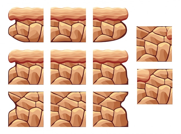 Plik wektorowy płytka ustawić wzór skały do ​​tworzenia ścian 2d gry i tła