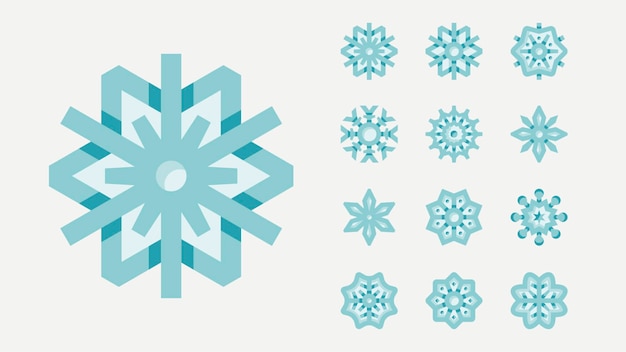 Plik wektorowy płytkowe kolorowe ikony płatków śniegu