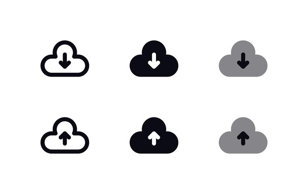 Pobierz Cloud Icon Set Server File Retrieval Symbols (symbole Odzyskiwania Plików Serwera Chmury)