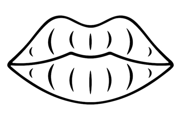 Plik wektorowy pocałunek w powietrzu usta są zamknięte wykluwanie na ustach w stylu doodle