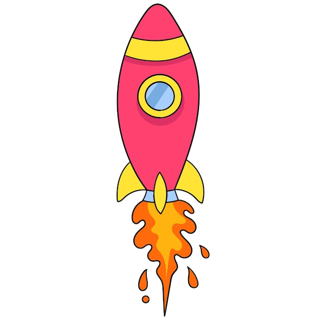 Plik wektorowy pocisk do wyrzutni rakiet. emotikon kartonu. doodle ikona rysunku, ilustracji wektorowych