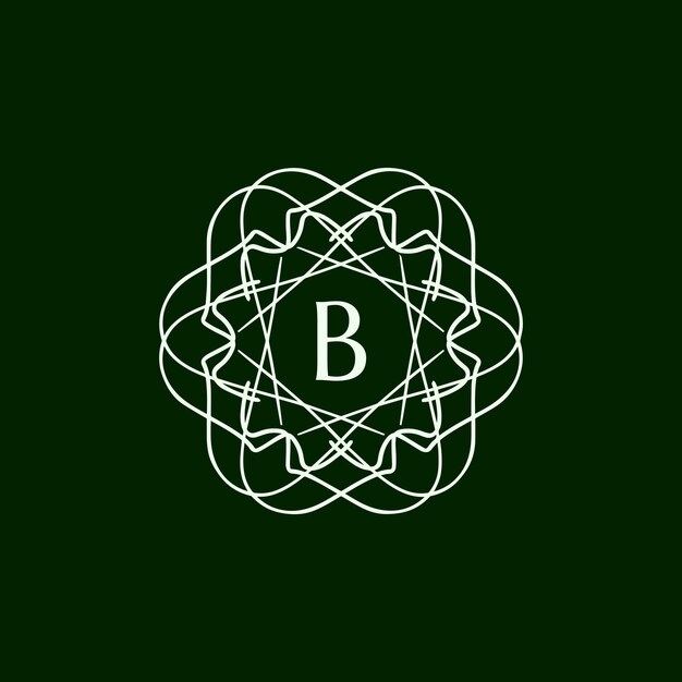 Początkowa Litera B Kwiatowy Ozdobny Logo Ramki Okrągłej.