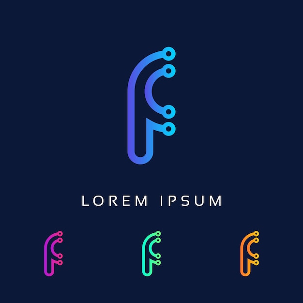 Początkowa Litera F Logo Design List Logo Technologia Firmy Koncepcja I Pomysł Wektor Ikona Danych Te