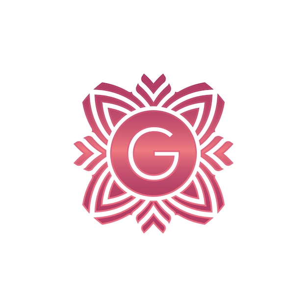 Początkowa Litera G Emblemat Ozdobny Kwiat Logo