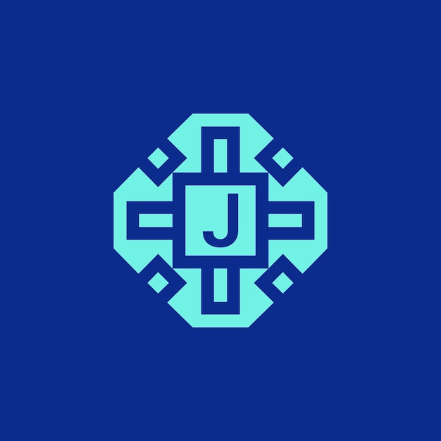 Plik wektorowy początkowa litera j logo ozdobne godło nowoczesnej ramki