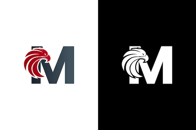 Początkowa Litera M Orzeł Logo Ikona Z Creative Eagle Głowa Litera M Orzeł Logo Ilustracja Wektorowa
