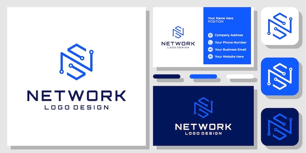 Początkowa Litera N Technologia Digital Hexagon Network Abstrakcyjny Projekt Logo Z Szablonem Wizytówki