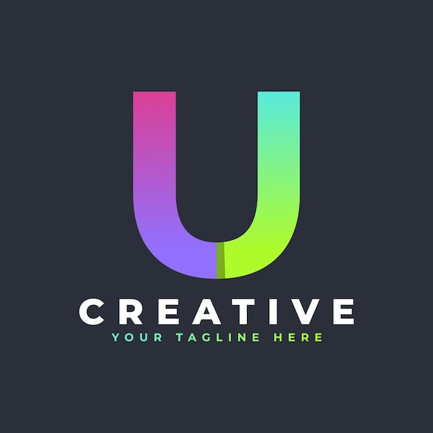 Początkowa Litera U Logo Zielony I Fioletowy Kształt Geometryczny Nadający Się Do Logo Firm I Brandingu
