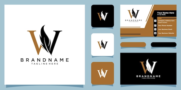 Początkowa Litera W Logo Z Luksusowym Projektem Z Pióra Premium Wektor