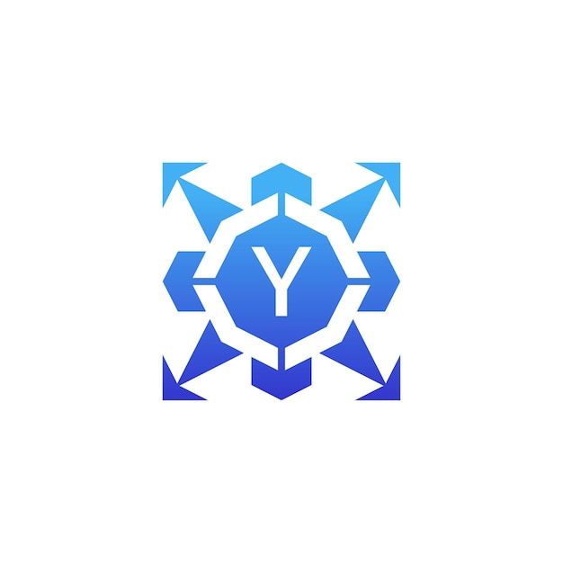 Początkowa Litera Y Kierunek Strzałki Logo Bagde Technologii