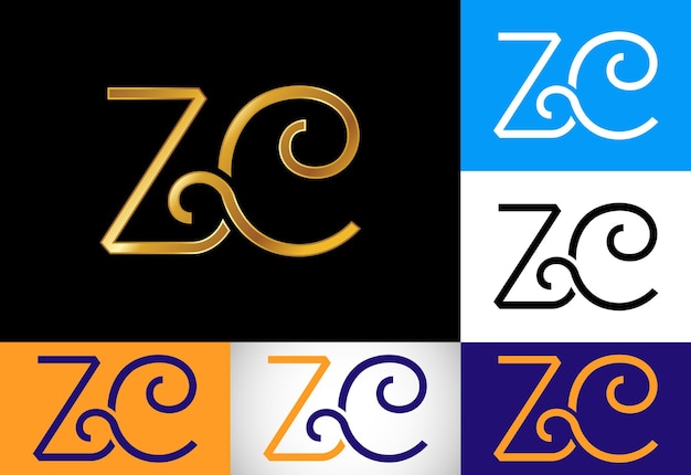 Plik wektorowy początkowa litera zc logo design wektor graficzny symbol alfabetu dla tożsamości firmy