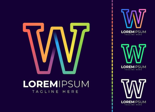 Początkowe Kolorowe Gradientowe Logo Litery W. Nowoczesne Projektowanie Logo Litery W.