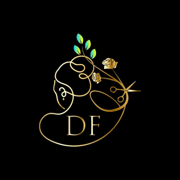 Początkowe Logo Df, Salon, Szablon Wektor Luxury Cosmetics Spa Beauty