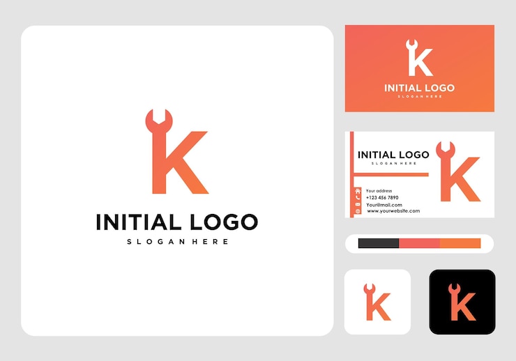 Wektor początkowe logo k i wizytówka