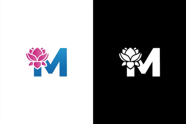 Plik wektorowy początkowe logo kwiatu lilii m litera m alfabet wektorowy z kwiatem lilii abc typu koncepcji jako logo