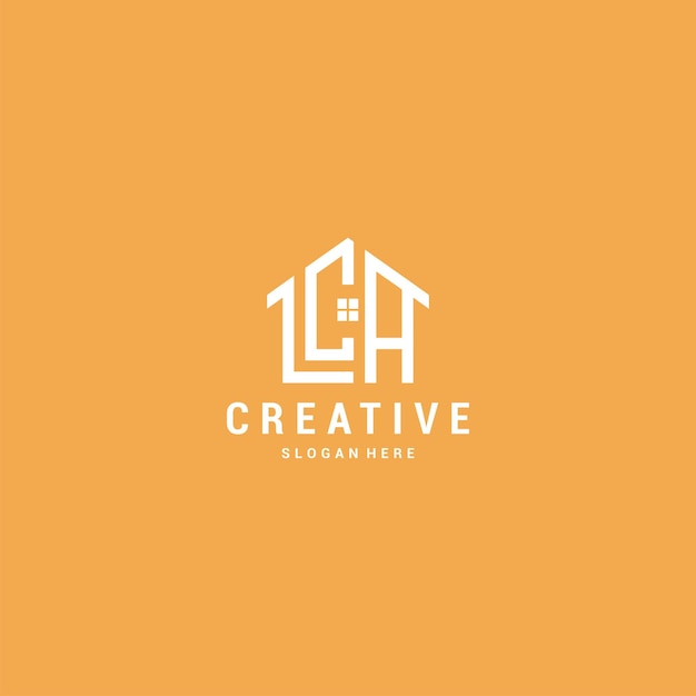 Początkowe logo LCA house vector premium