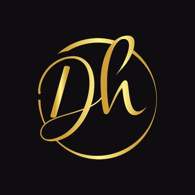 Plik wektorowy początkowe logo litery dh z szablonem typografii skryptu kreatywny list skryptowy dh logo design
