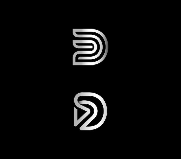 Początkowe Logo Metaliczne Litery D.