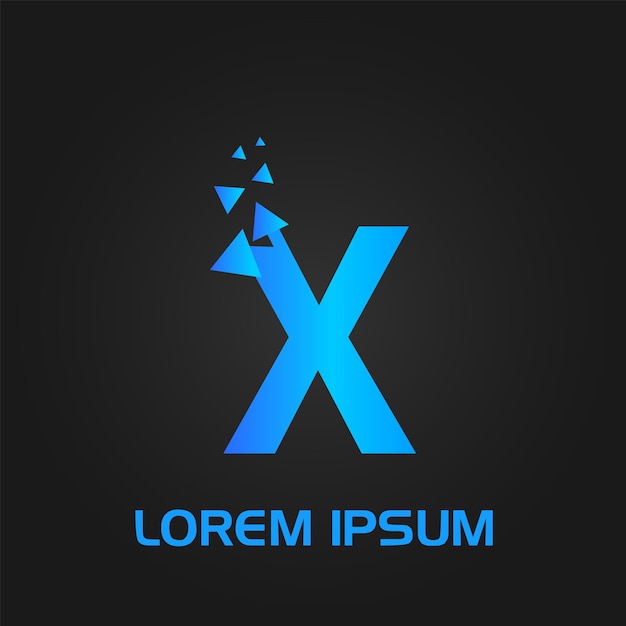 Początkowe logo w stylu bańki litery X