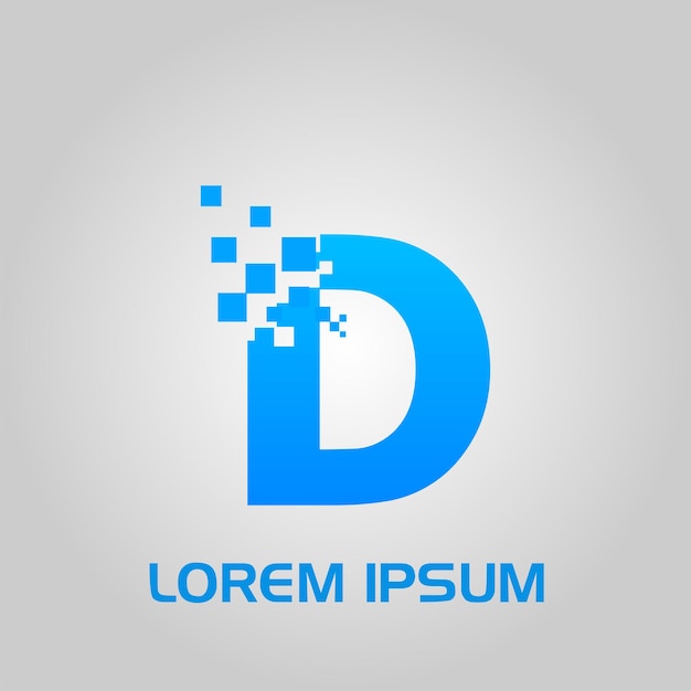 Początkowe logo w stylu przepływu pikseli litery D