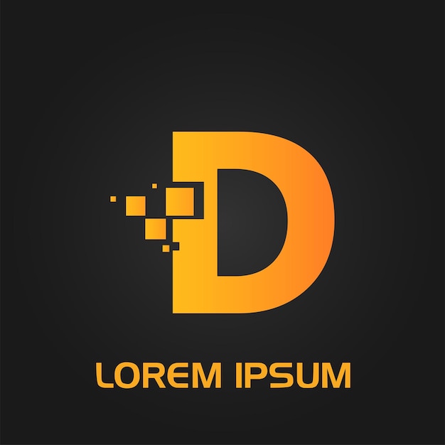 Początkowe logo w stylu przepływu pikseli litery D
