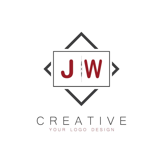 Początkowe monogram JW z kreatywnym kwadratowym stylem projektowania