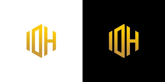 początkowy IOH list Logo Design wielokąt Monogram ikona wektor szablon