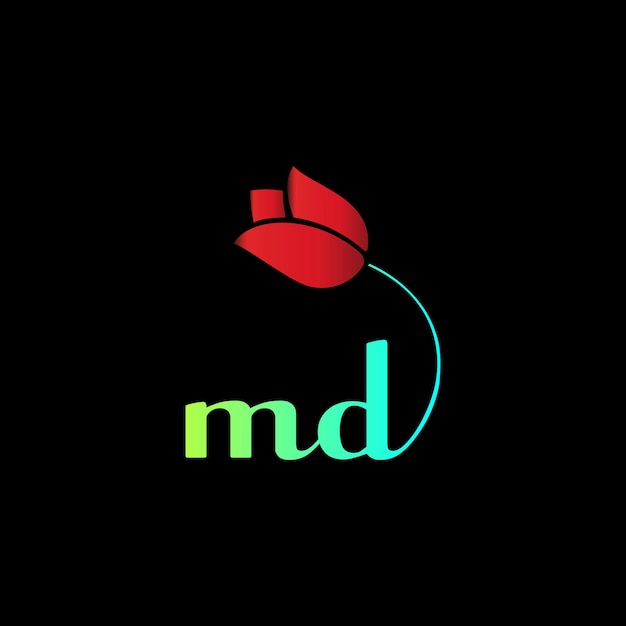 Początkowy Logotyp Md Na Uroczystość, ślub, Kartkę Z życzeniami, Szablon Wektor Zaproszenia