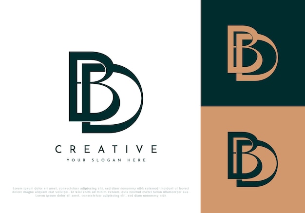Początkowy monogram BD nowoczesny elegancki projekt logo
