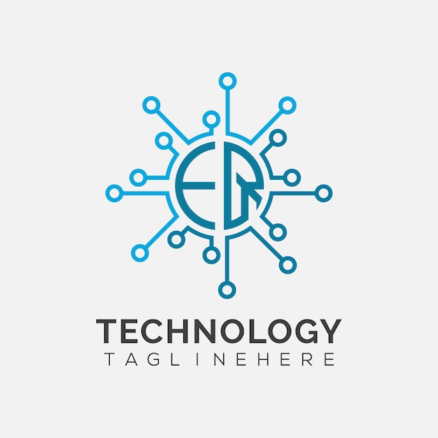 Początkowy monogram EQ dla logo technologicznego z wzorem w stylu okręgu