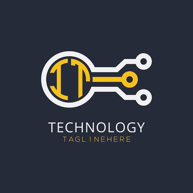 Początkowy monogram IT dla logo technologicznego z konstrukcją w stylu okręgu