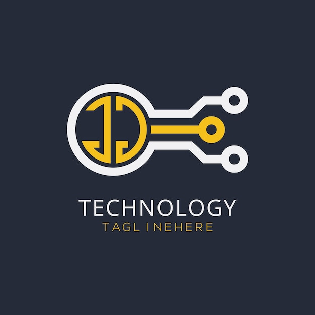 Początkowy monogram JJ dla logo technologicznego z stylem okrągłym