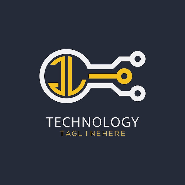 Początkowy monogram JL dla logo technologicznego z wzorem w stylu okręgu
