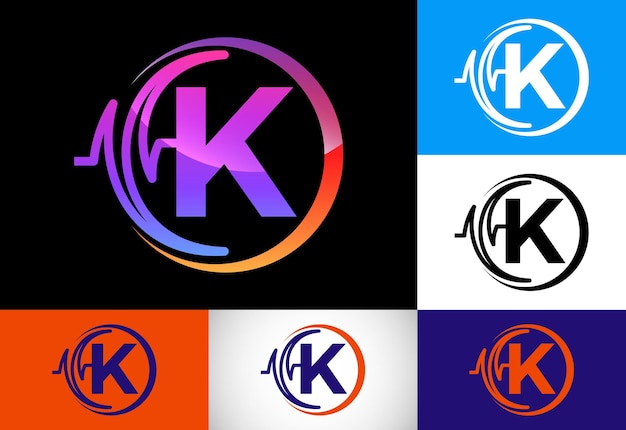 Plik wektorowy początkowy monogram k ze zdrowiem pulse heartbeat logo design logo dla biznesu medycznego lub zdrowotnego