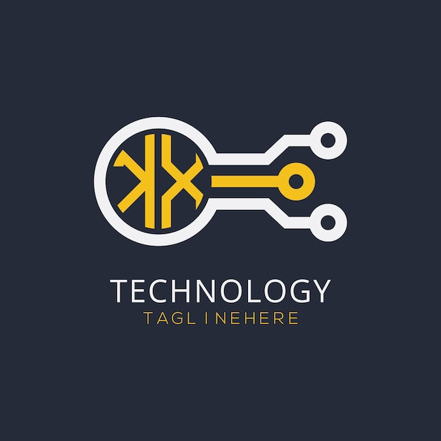 Początkowy monogram KX dla logo technologicznego z wzorem w stylu okręgu