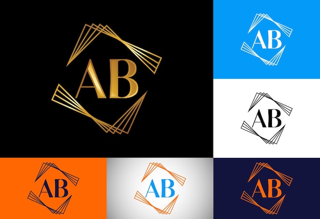 Plik wektorowy początkowy monogram list ab logo design wektor szablon graficzny symbol alfabetu dla tożsamości firmy
