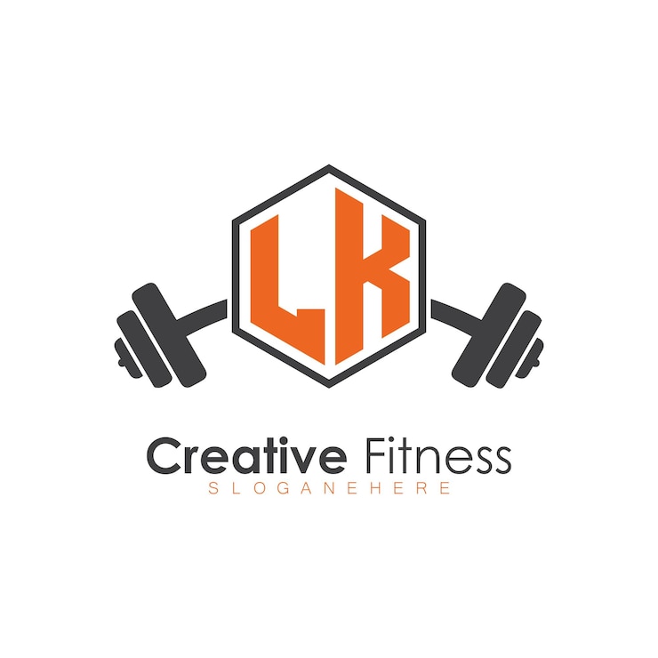 Wektor początkowy monogram lk dla logo fitness z stylem poligonu