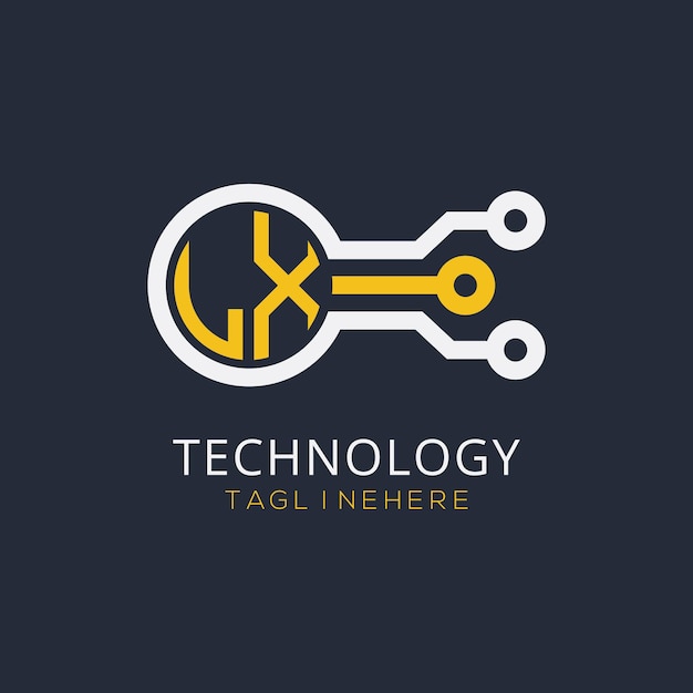 Początkowy monogram LX dla logo technologicznego z rysunkiem w stylu okręgu