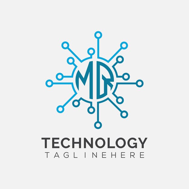 Początkowy monogram MQ dla logo technologicznego z konstrukcją w stylu okręgu