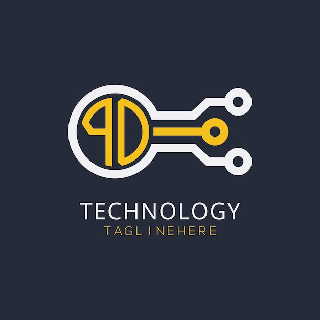 Początkowy monogram PO dla logo technologicznego z wzorem w stylu okręgu
