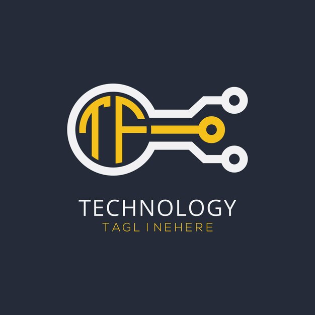 Początkowy monogram TF dla logo technologicznego z wzorem w stylu okręgu