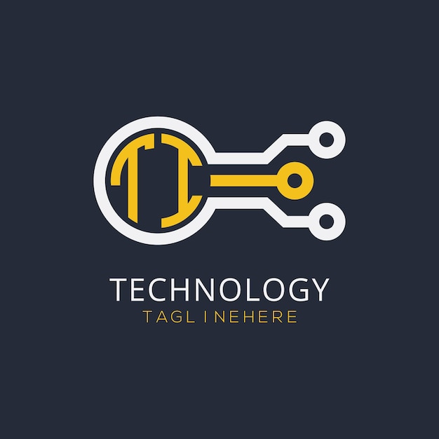 Początkowy monogram TI dla logo technologicznego z wzorem w stylu okręgu